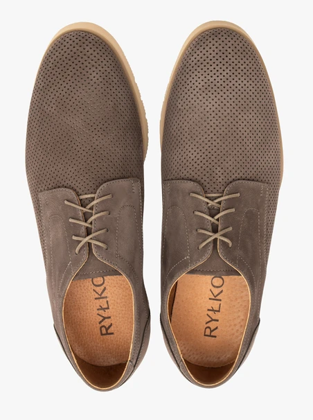Graubraune Herren-Halbschuhe aus Nubuk