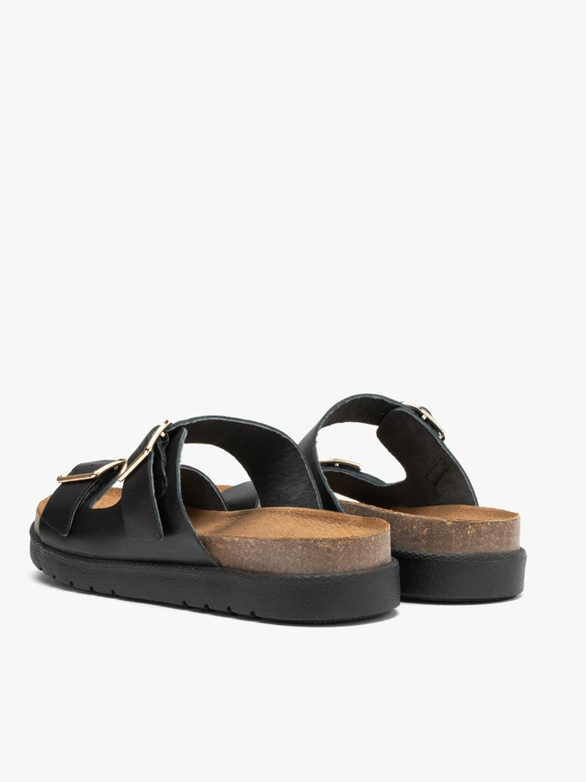 Schwarze flache Damen-Flip-Flops
