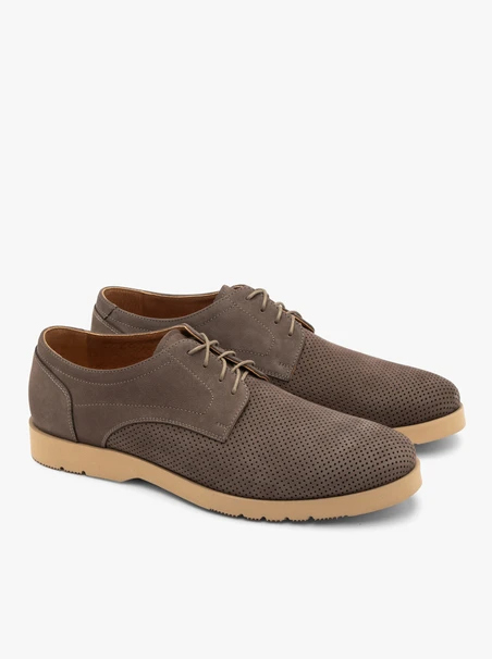 Graubraune Herren-Halbschuhe aus Nubuk