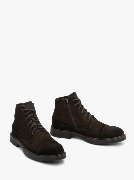Dunkelbraune Velourslederstiefel