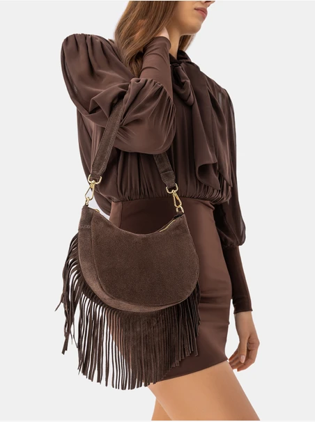 Braune Boho-Handtasche mit Quasten