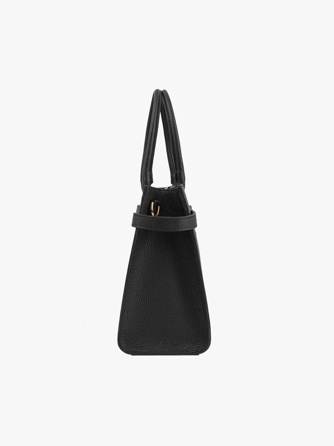 Große Handtasche aus schwarzem Vollnarbenleder