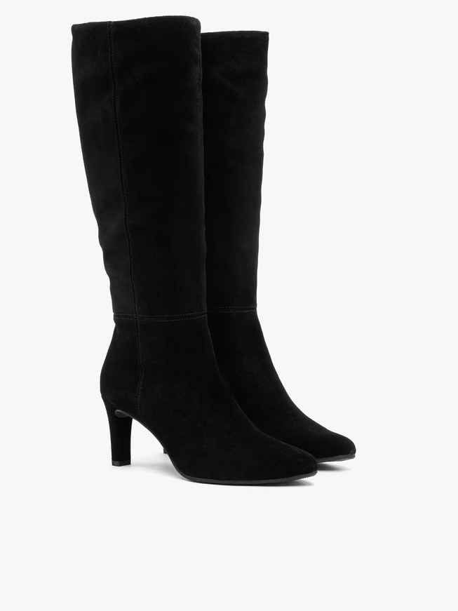 Black suede knee boots stiletto 7.5 cm