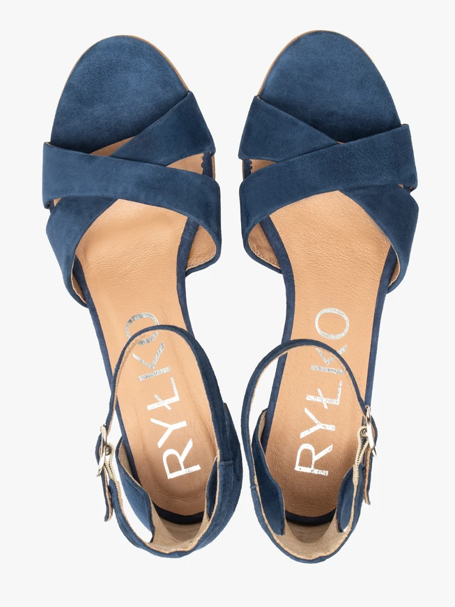 Marineblaue Damen-Sandalen mit Absatz