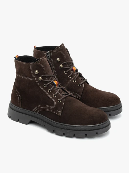 Dunkelbraune Velourslederstiefel
