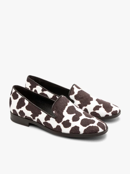 Cow print moccasins