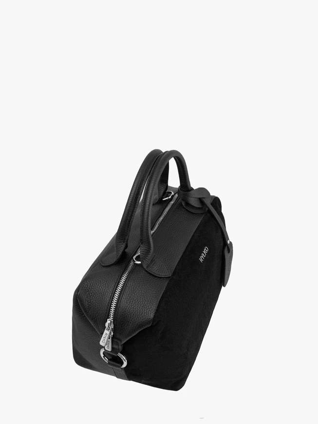 Schwarzer Leder Shopper