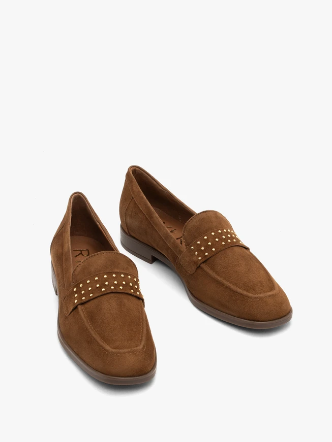 Brown loafers with studs