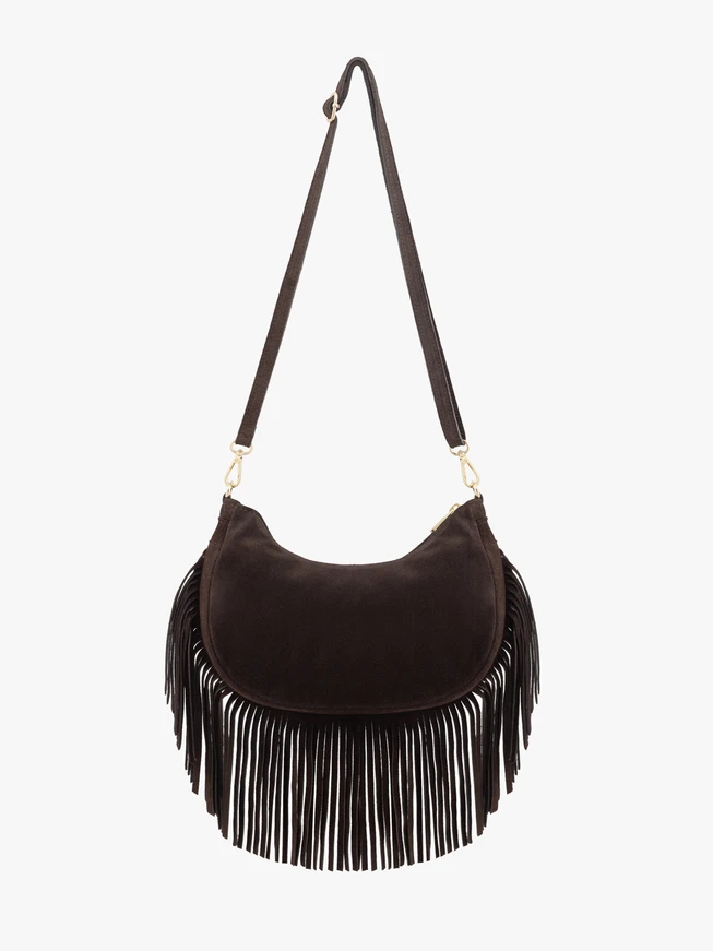 Braune Boho-Handtasche mit Quasten