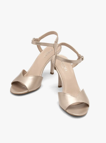 Stiletto-Sandalen aus Platin für Frauen
