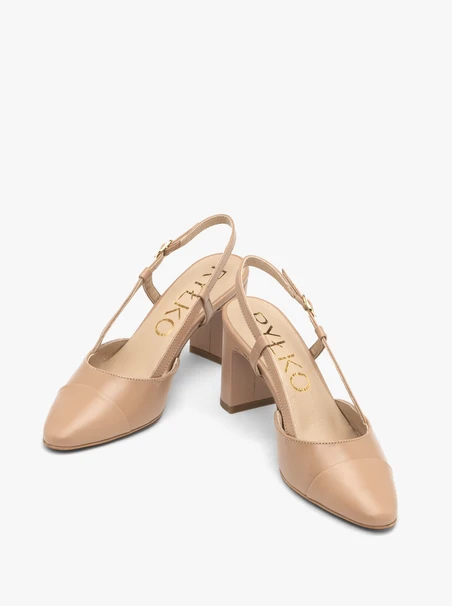 Beigefarbene Slingback-Pumps