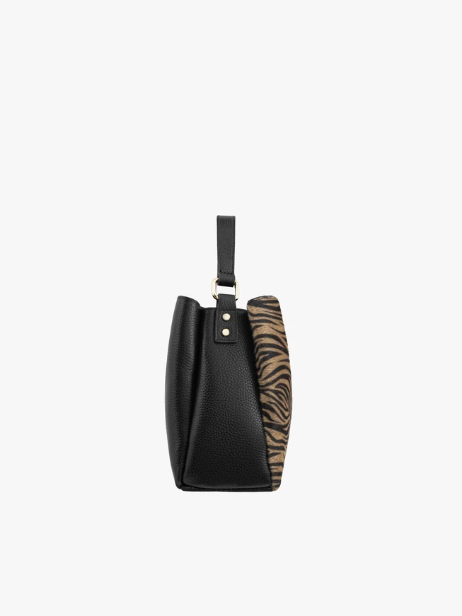 Handtasche mit Zebramuster in Schwarz und Beige