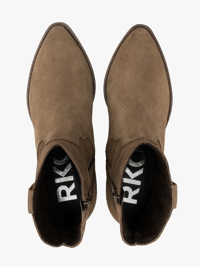 Cowboystiefel aus olivfarbenem Veloursleder