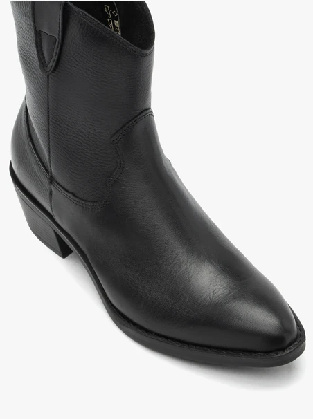 Schwarze, ungefütterte Cowboystiefel aus Vollnarbenleder