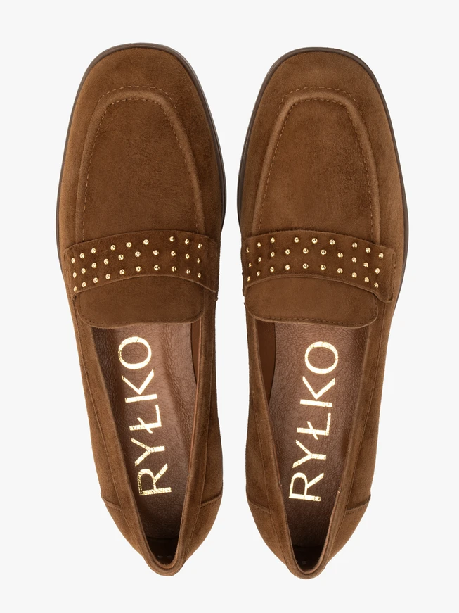 Brown loafers with studs