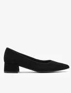 Schwarze Pumps aus Velours mit niedrigem Absatz