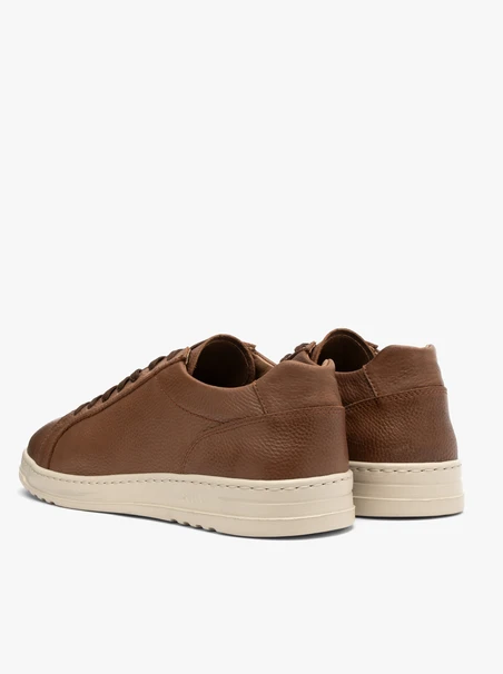 Brown leather shoes with lightweight sole