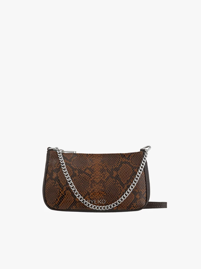 Braune Handtasche mit Schlangenhautmuster für Frauen