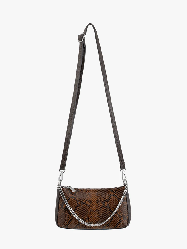 Braune Handtasche mit Schlangenhautmuster für Frauen