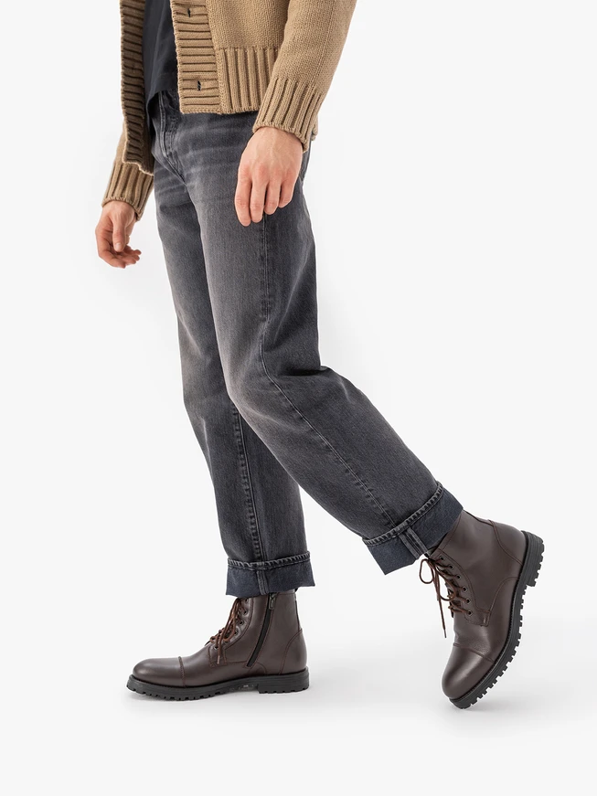 Dunkelbraune Vollnarbenlederstiefel