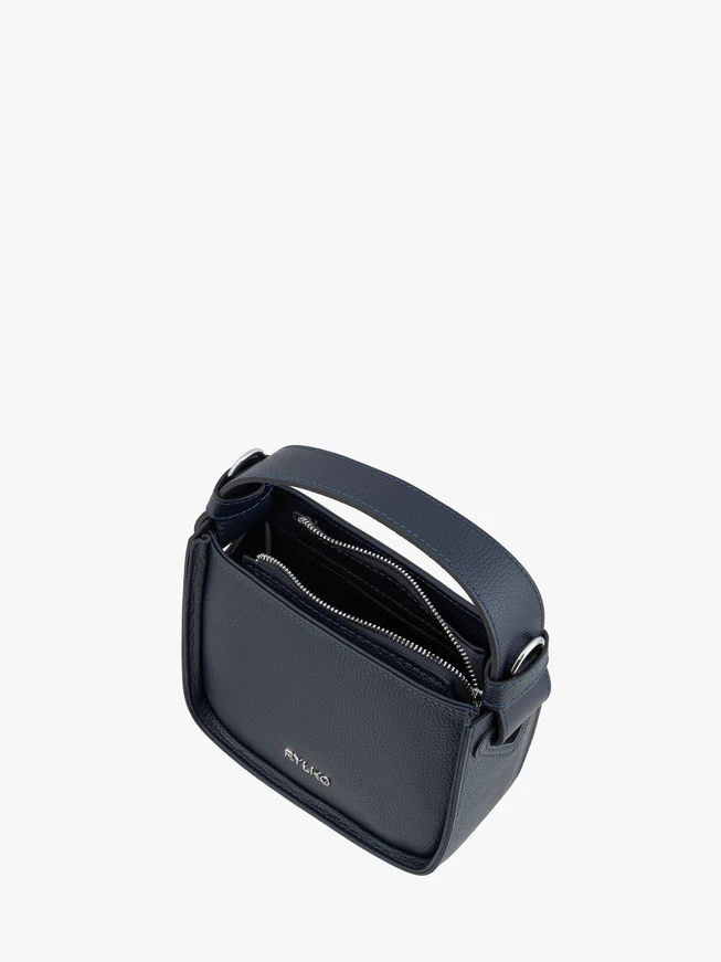 Kleine navyblaue Handtasche mit Riemen und Henkel