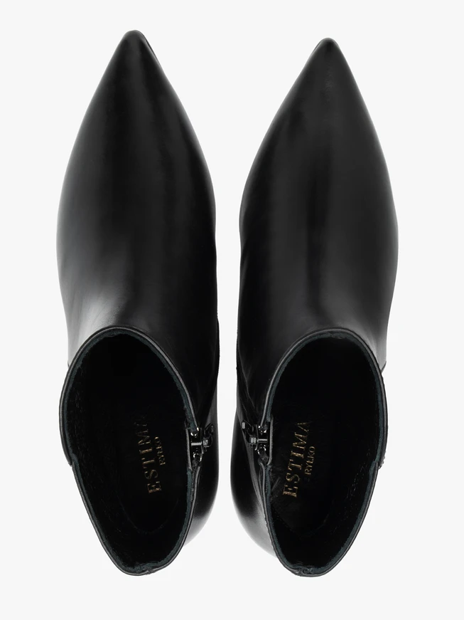 Schwarze Stiefel mit Absatz aus genarbtem Leder