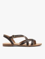 Flache braune Damen-Sandalen