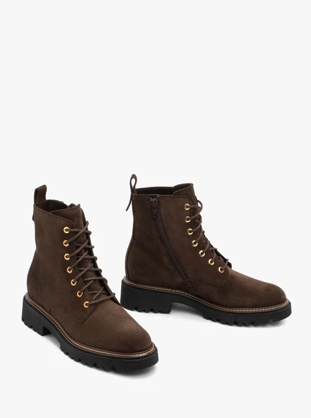 Dunkelbraune Velourslederstiefel