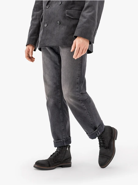Graue Velourslederstiefel