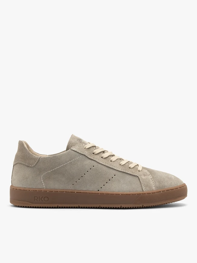 Herren Halbschuhe aus olivfarbenem Veloursleder