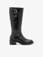 Black Leather Boots with Silver Buckle