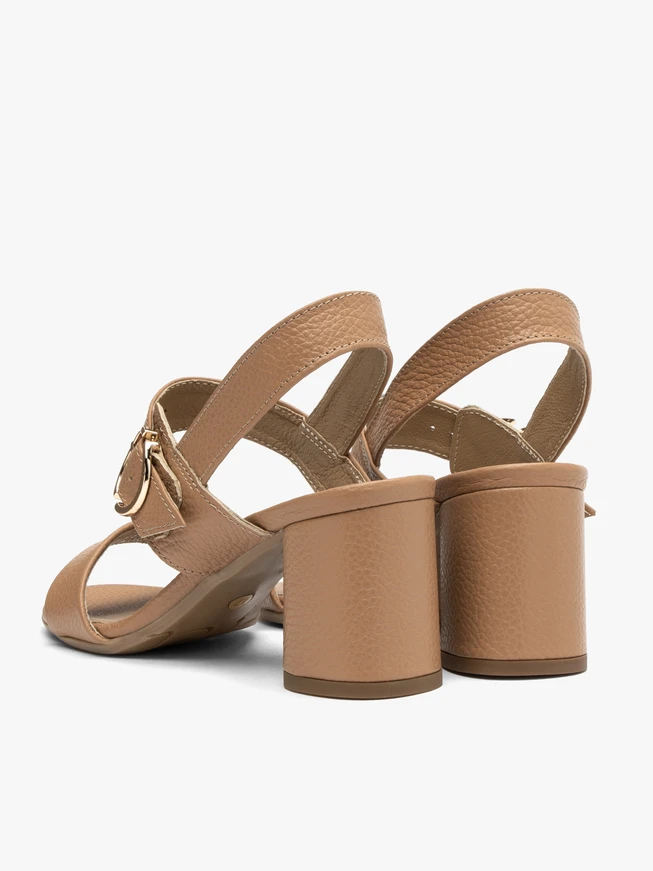 Light brown heeled women’s sandals