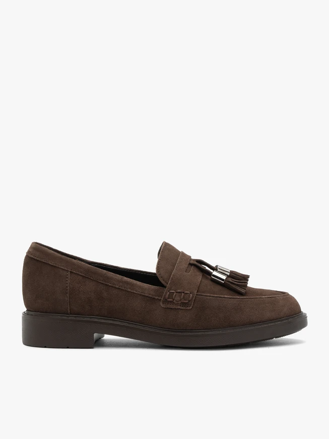 Chocolate suede loafers