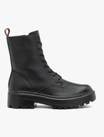 Black leather lace-up boots