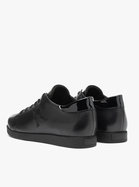 Black smooth-leather sneakers