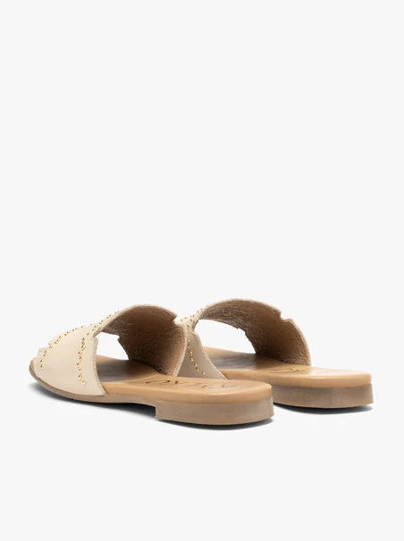 Cremefarbene Damen-Flip-Flops aus Leder