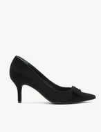 Schwarze Velours-Pumps mit Verzierung