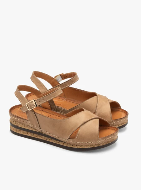 Beige Damen Plateausandalen