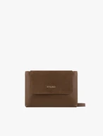 Kleine braune Handtasche aus genarbtem Leder und Velours