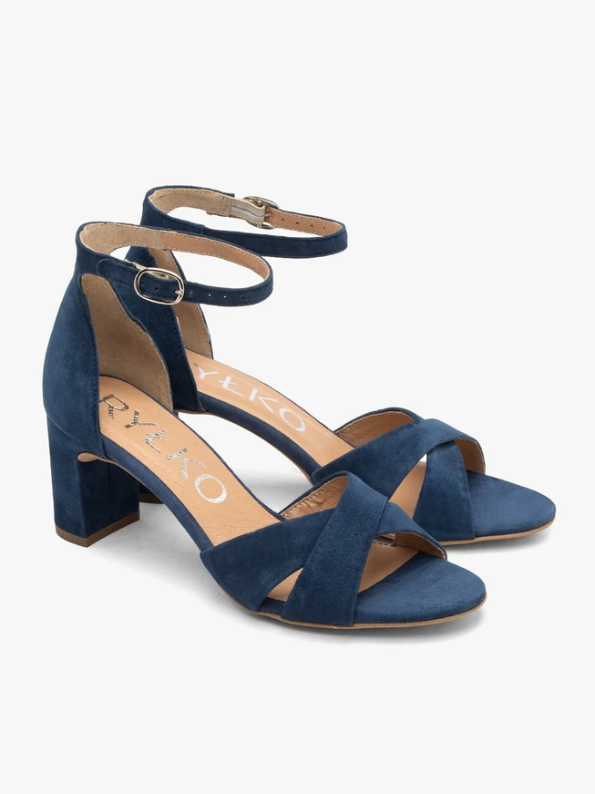 Marineblaue Damen-Sandalen mit Absatz