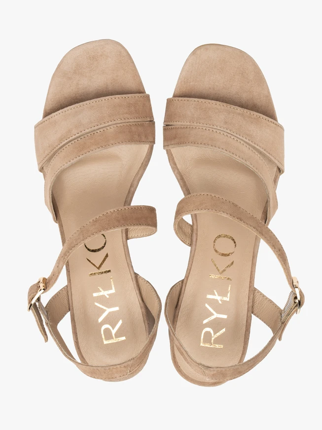 Beige block-heel sandals