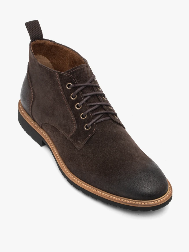 Dunkelbraune Velourslederstiefel