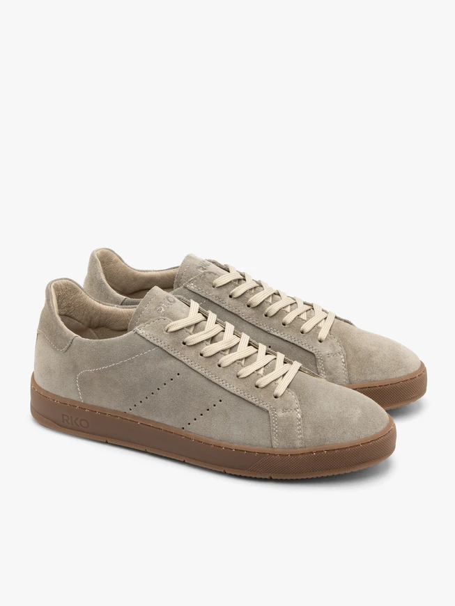Herren Halbschuhe aus olivfarbenem Veloursleder