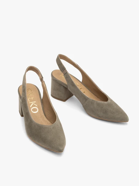 Olivfarbene Slingback-Pumps für Damen