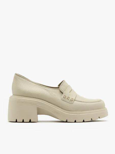 Cream heeled loafers