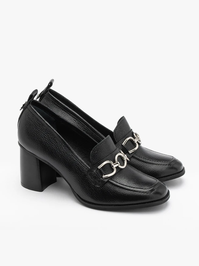 Black heeled loafers