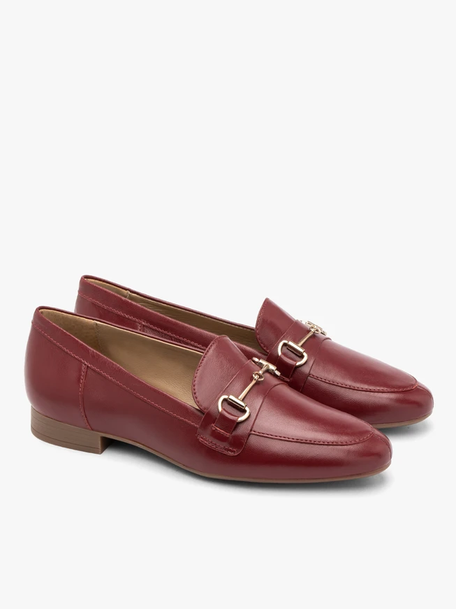 Burgundy loafers with platinum ornament