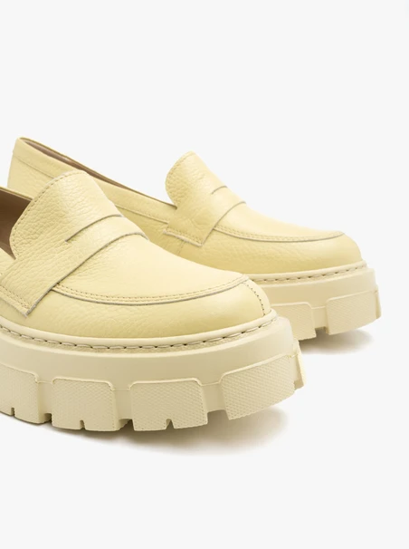 Yellow loafers with lightweight sole