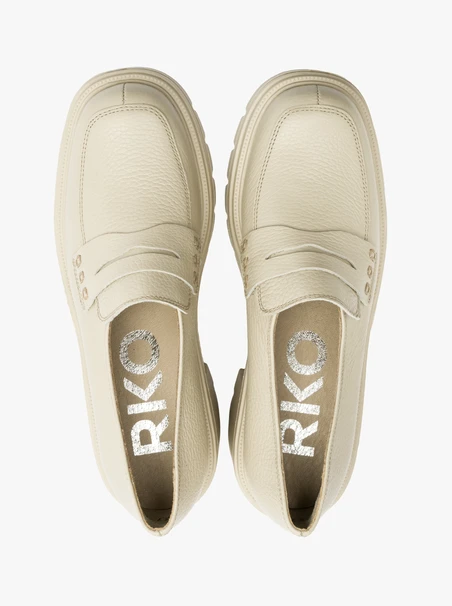 Cream heeled loafers