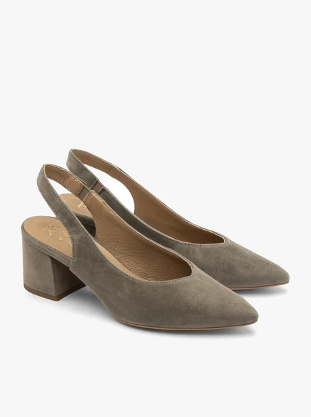 Olivfarbene Slingback-Pumps für Damen
